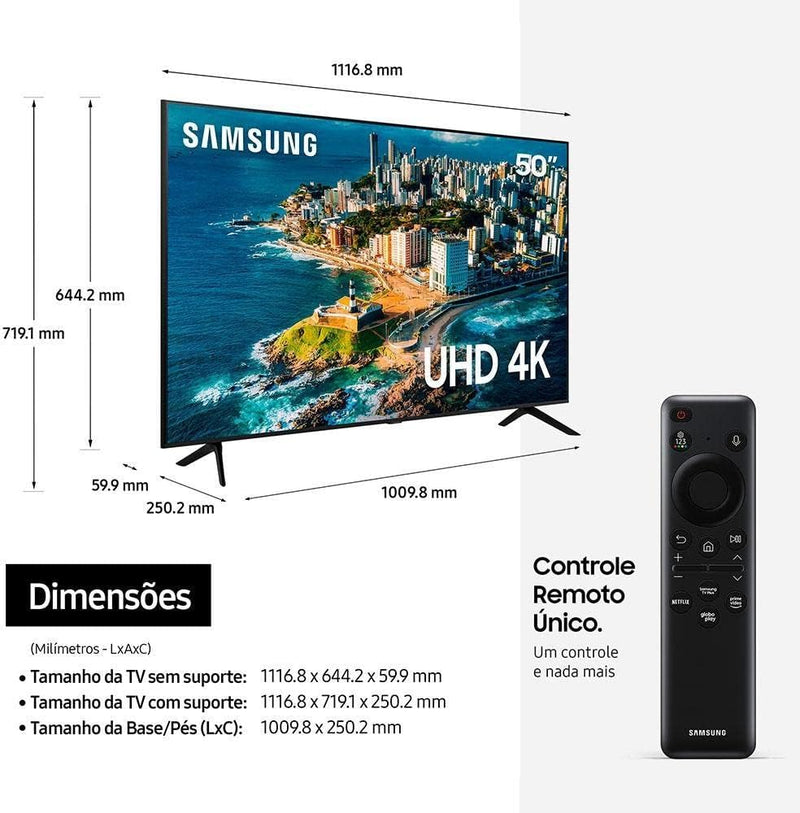 SAMSUNG Smart TV Crystal 50" 4K UHD CU7700 - Alexa built in, Samsung Gaming Hub, Preto Visite a loja Samsung
