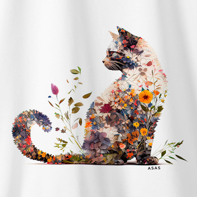 Camiseta FLOWER CAT - BRANCA