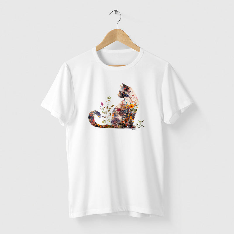 Camiseta FLOWER CAT - BRANCA